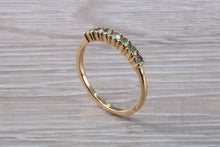 Load image into Gallery viewer, 7 stone Alexandrite eternity ring, 9ct yellow gold, suitable for all age groups