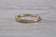Load image into Gallery viewer, 7 stone Alexandrite eternity ring, 9ct yellow gold, suitable for all age groups