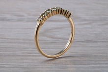 Load image into Gallery viewer, 7 stone Alexandrite eternity ring, 9ct yellow gold, suitable for all age groups