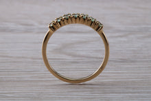 Load image into Gallery viewer, 7 stone Alexandrite eternity ring, 9ct yellow gold, suitable for all age groups
