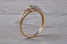 Load image into Gallery viewer, Cats Eye Alexandrite and Diamond cluster dress ring, 9ct yellow gold, suitable for all age groups