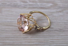 Load image into Gallery viewer, Large Heart Shape 3.89ct Morganite and Diamond set Yellow Gold Ring