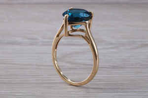 Heart shape London blue Topaz ring made from solid 9ct yellow gold with British hallmark, ideal dress or statement ring