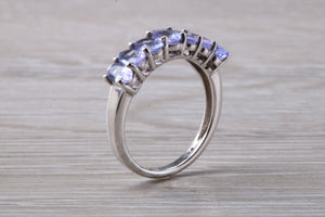 7 stone natural Tanzanite eternity ring, oval cut Tanzanite set in 9ct white gold, one and half carats Tanzanite