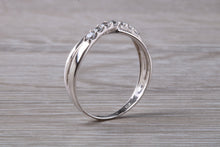 Load image into Gallery viewer, 9ct White Gold C Z set Crossover Ring