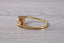 Load image into Gallery viewer, 9ct yellow gold trillogy twist shank ring, very sparkly real diamond look for a fraction of the cost