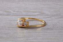 Load image into Gallery viewer, 9ct yellow gold trillogy twist shank ring, very sparkly real diamond look for a fraction of the cost