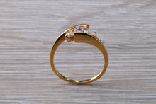 Load image into Gallery viewer, 9ct yellow gold trillogy twist shank ring, very sparkly real diamond look for a fraction of the cost