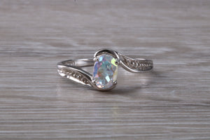Rainbow Topaz and Diamond set 9ct White Gold Ring