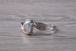 Rainbow Topaz and Diamond set 9ct White Gold Ring