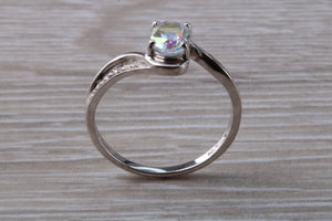 Rainbow Topaz and Diamond set 9ct White Gold Ring