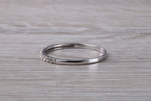Load image into Gallery viewer, Natural diamond set band, solid 9ct white gold set with real diamonds, very thin and simple band