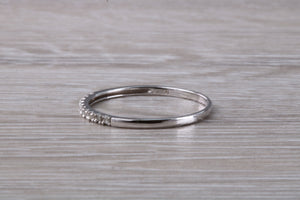 Natural diamond set band, solid 9ct white gold set with real diamonds, very thin and simple band