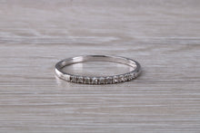 Load image into Gallery viewer, Natural diamond set band, solid 9ct white gold set with real diamonds, very thin and simple band