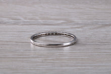 Load image into Gallery viewer, Natural diamond set band, solid 9ct white gold set with real diamonds, very thin and simple band