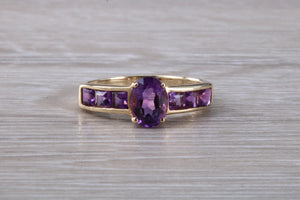 Dressy Two carats Amethyst set Yellow Gold Ring
