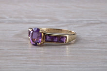 Load image into Gallery viewer, Dressy Two carats Amethyst set Yellow Gold Ring