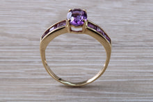 Load image into Gallery viewer, Dressy Two carats Amethyst set Yellow Gold Ring