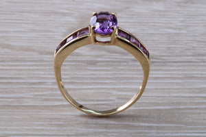Dressy Two carats Amethyst set Yellow Gold Ring