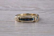 Load image into Gallery viewer, Blue Sapphire and Diamond set eternity ring,natural blue sapphire and diamonds set in 9ct yellow gold, perfect for all ages