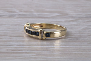 Blue Sapphire and Diamond set eternity ring,natural blue sapphire and diamonds set in 9ct yellow gold, perfect for all ages