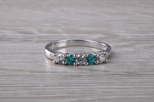 9ct White Gold Blue and White C Z set Ring