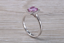 Load image into Gallery viewer, One carat Pink Sapphire and Diamond Halo set Ring