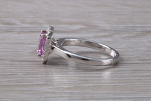 Load image into Gallery viewer, One carat Pink Sapphire and Diamond Halo set Ring