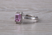 Load image into Gallery viewer, One carat Pink Sapphire and Diamond Halo set Ring