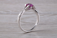 Load image into Gallery viewer, One carat Pink Sapphire and Diamond set White Gold Ring