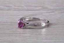 Load image into Gallery viewer, One carat Pink Sapphire and Diamond set White Gold Ring