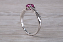 Load image into Gallery viewer, One carat Pink Sapphire and Diamond set White Gold Ring