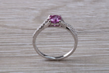 Load image into Gallery viewer, One carat Pink Sapphire and Diamond set White Gold Ring