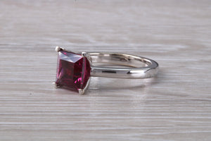 2.74 carat Square cut Pink Tourmaline set 18ct Gold Ring