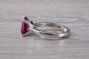2.74 carat Square cut Pink Tourmaline set 18ct Gold Ring