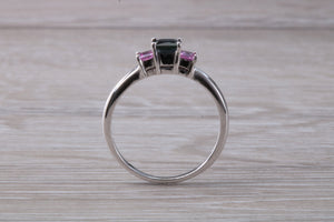 Unusual Combination of Blue and Pink Sapphire Trilogy Ring