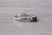 Load image into Gallery viewer, Unusual Combination of Blue and Pink Sapphire Trilogy Ring