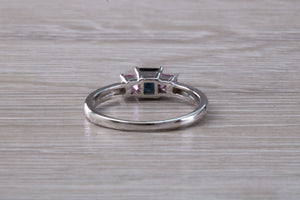 Unusual Combination of Blue and Pink Sapphire Trilogy Ring