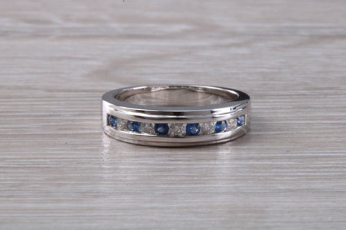 Beautiful Blue Sapphire and Diamond set Eternity Ring