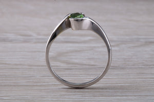 Oval cut Green Sapphire Crossover Ring