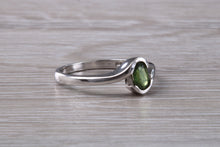 Load image into Gallery viewer, Oval cut Green Sapphire Crossover Ring