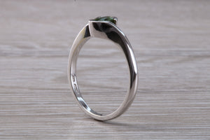 Oval cut Green Sapphire Crossover Ring