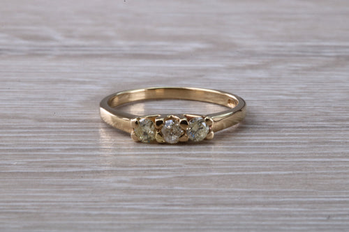 Petite Diamond Trilogy set Yellow Gold Ring