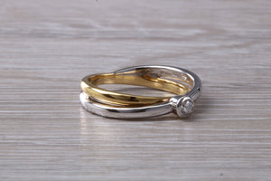 Wrap Over Two Tone 18ct Gold Diamond set Ring