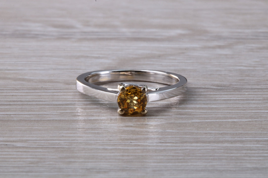 Half carat Yellow Sapphire set White Gold Solitaire