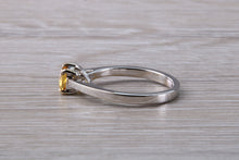 Load image into Gallery viewer, Half carat Yellow Sapphire set White Gold Solitaire