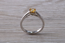 Load image into Gallery viewer, Half carat Yellow Sapphire set White Gold Solitaire