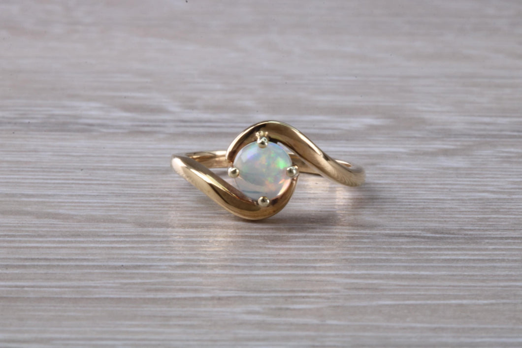 Opal set Yellow Gold Twist Shank Ring