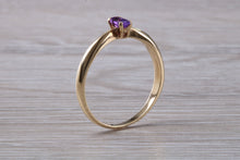 Load image into Gallery viewer, Simple and Dainty Amethyst set Yellow Gold Solitaire