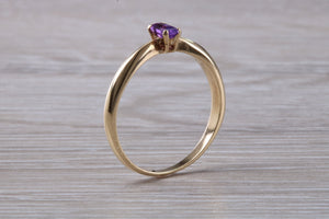 Simple and Dainty Amethyst set Yellow Gold Solitaire